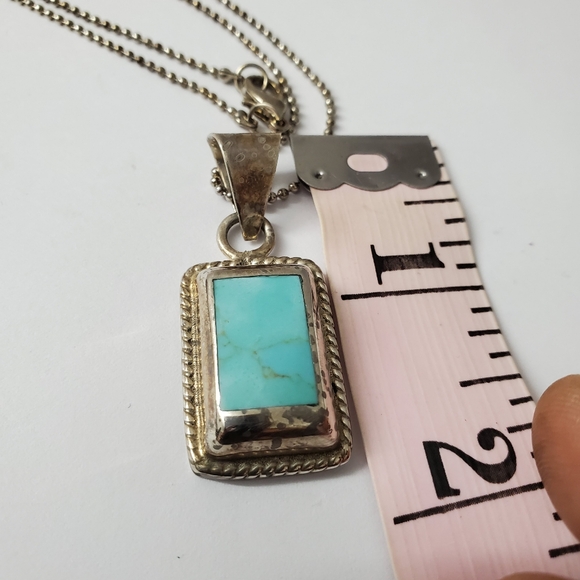 Sterling Silver 925 Turquoise Pendant on Silver Chain - Picture 5 of 7